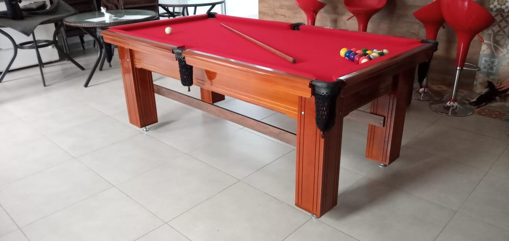 Mesa de Jantar e Sinuca Sextavada com Tampo de Jantar Nova imbuia